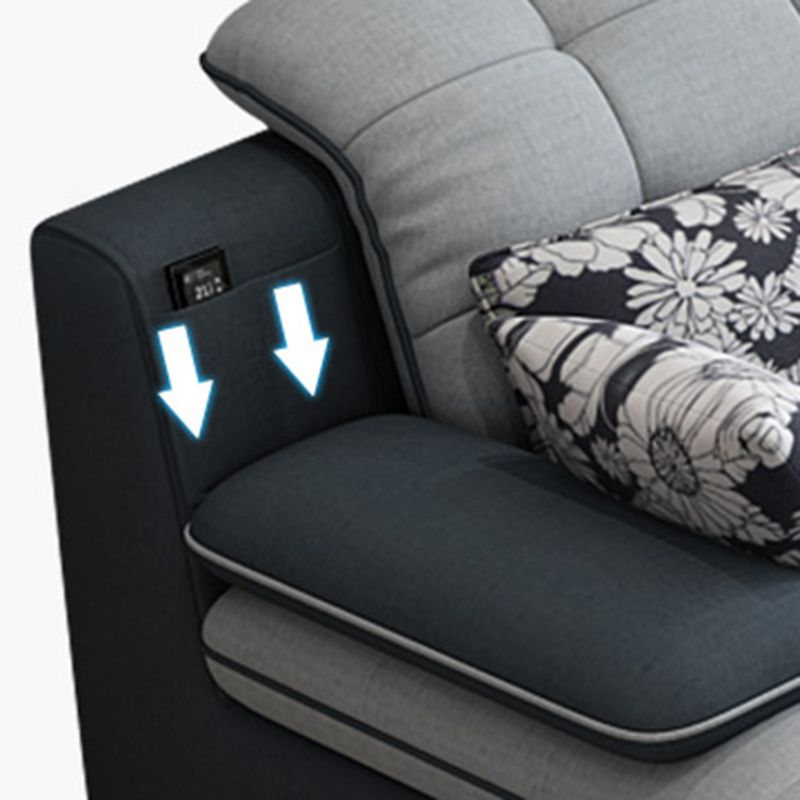 Modern Pillow Top Arm Sofa with Storage Bag Adjustable Backrest Sofa for Living Room