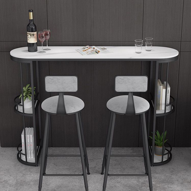 Double Storage Base Bar Dining Table Modern Oval Bar Dining Table
