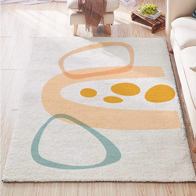 Simple Light Gray Rug Polyester Irregular Line Rug Washable Rug for Home Decor