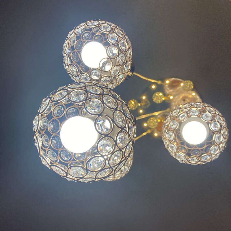 Crystal Ball Shade Multi-Light Pendant Modern 4-Bulb Ceiling Suspension Lamp for Dinner