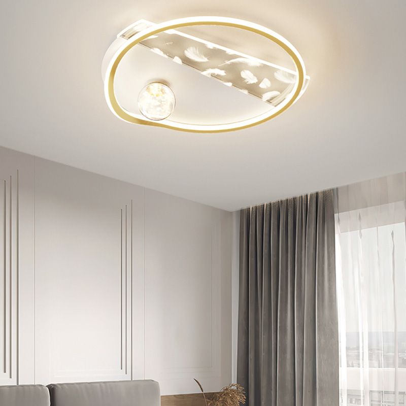 Plafonnier LED moderne et créatif en plumes, 3 lumières en fer, pour salon et chambre à coucher