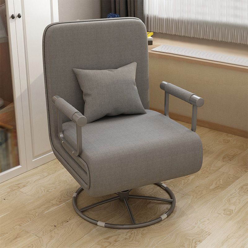 Square Arm Swivel Chair Leather/Linen Accent Chair for Apartment