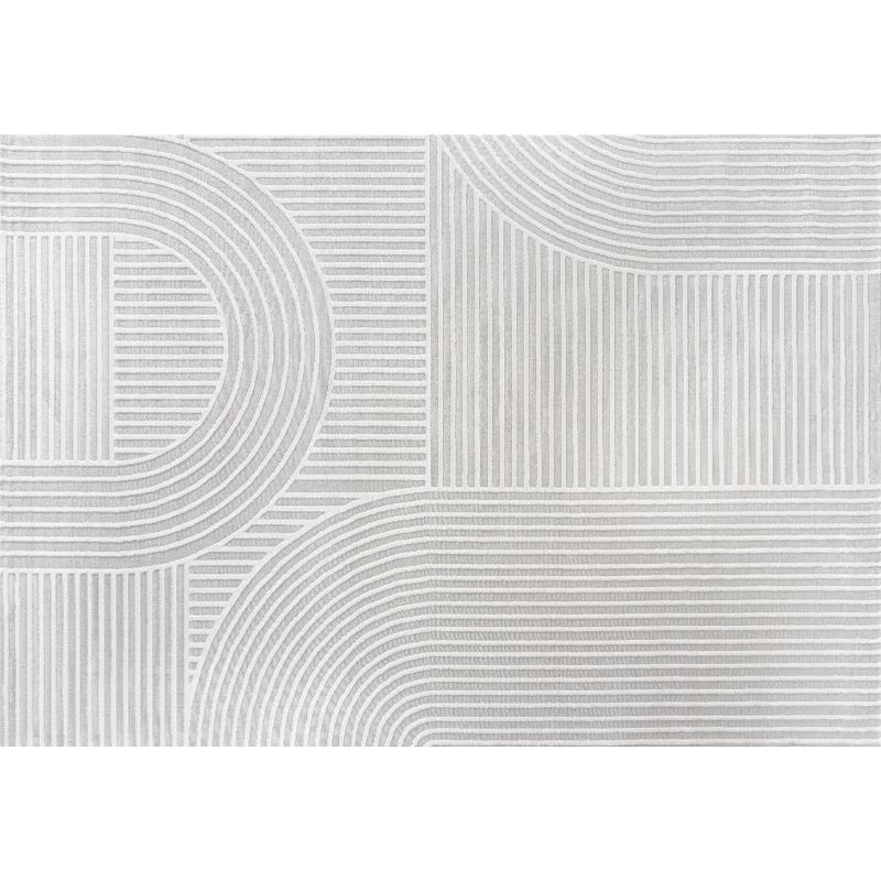 Fancy Grey Stripe Print Rug Polyester Modern Area Rug Easy Care Area Carpet for Living Room