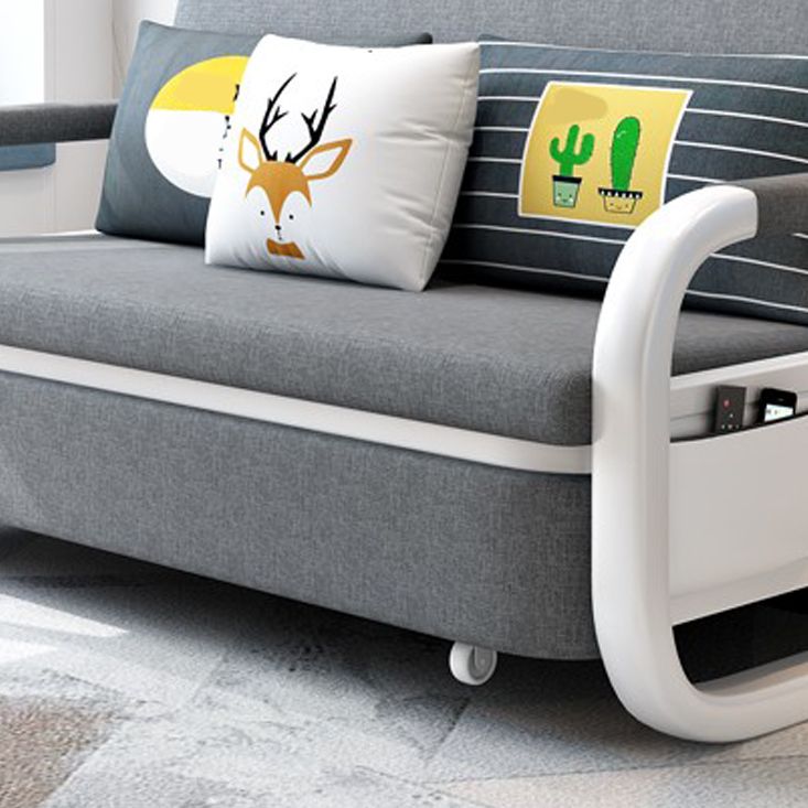 35.43" Wide Linen Sleeper Sofa with Storage Light Gray Sofa Bed