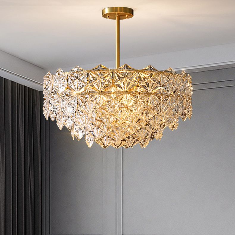 Snowflake Chandelier Light Fixture Vintage Clear Glass Pendant Lighting for Restaurant