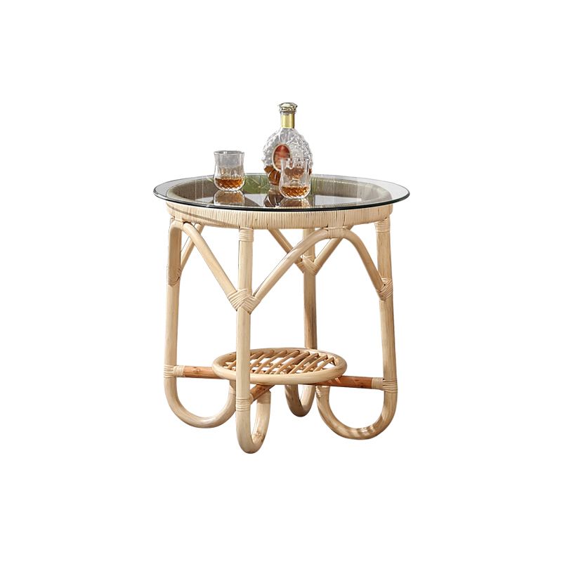 Contemporary Round Dining Table Set 1/3 Pcs Light Wood Finish Outdoor Dining Set