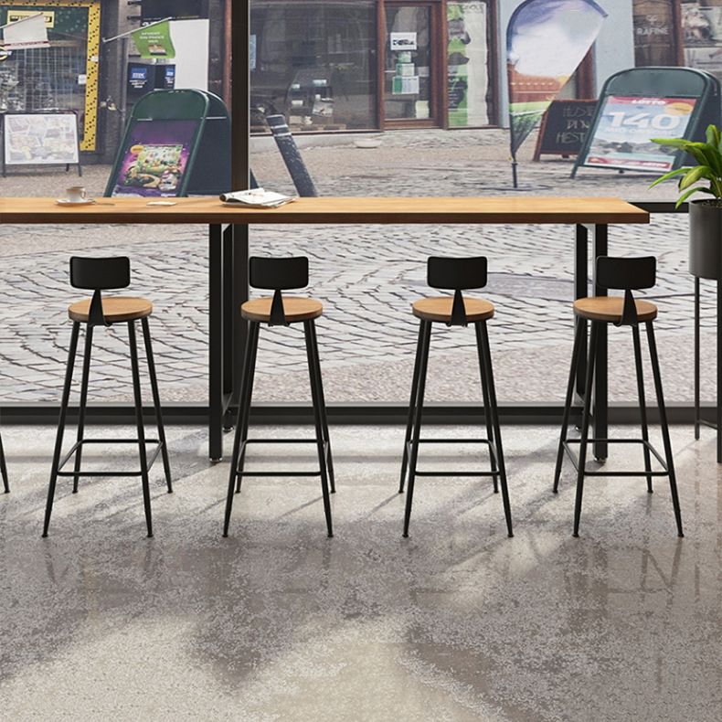 Indoor Bar Table Set Pine Solid Wood 1/7 Pcs Iron Base Bar Table and Stools