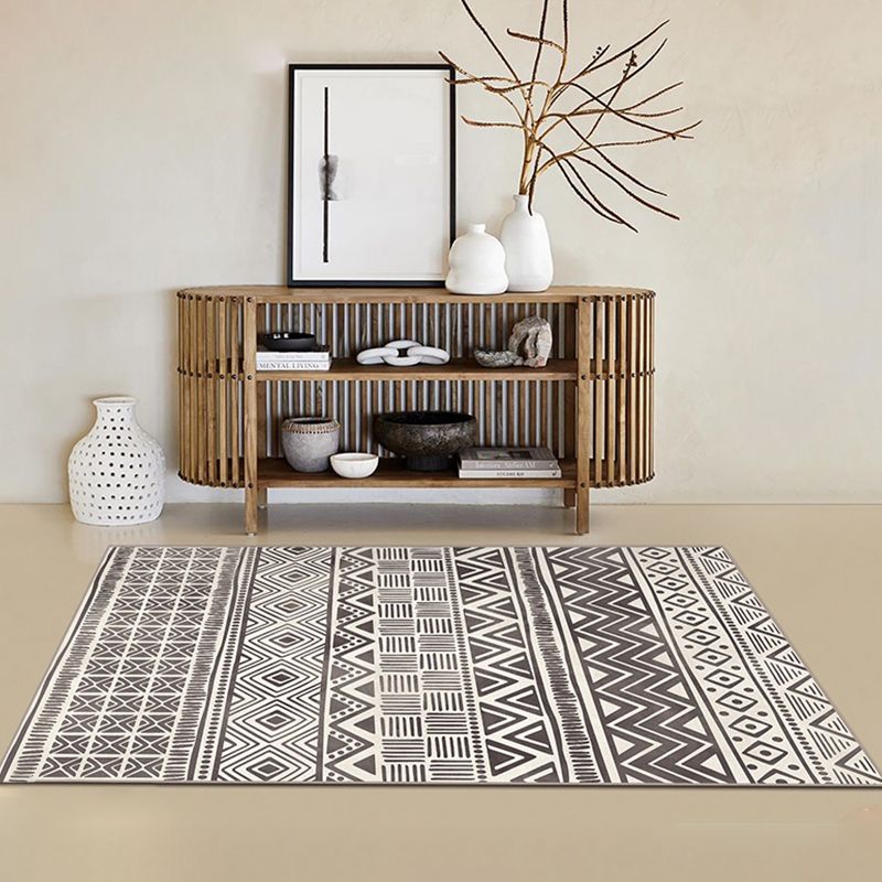 Moroccan Living Room Rug Multi Colored Geometric Printed Carpet Blended Pet Friendly Machine Washable Rug