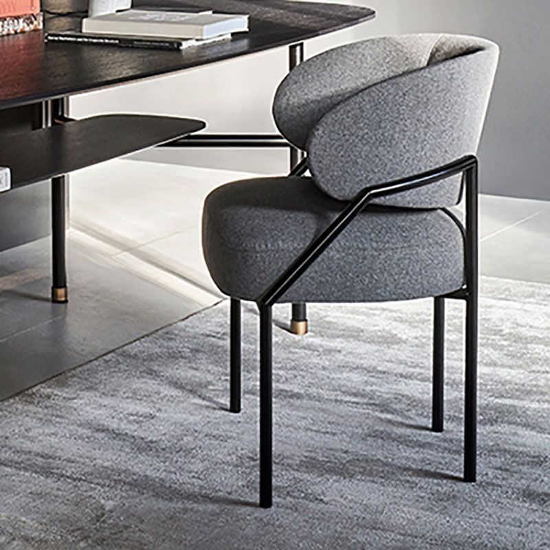 Metal Kitchen and Dining Room Chair Open Back Dining Side Chair in Black