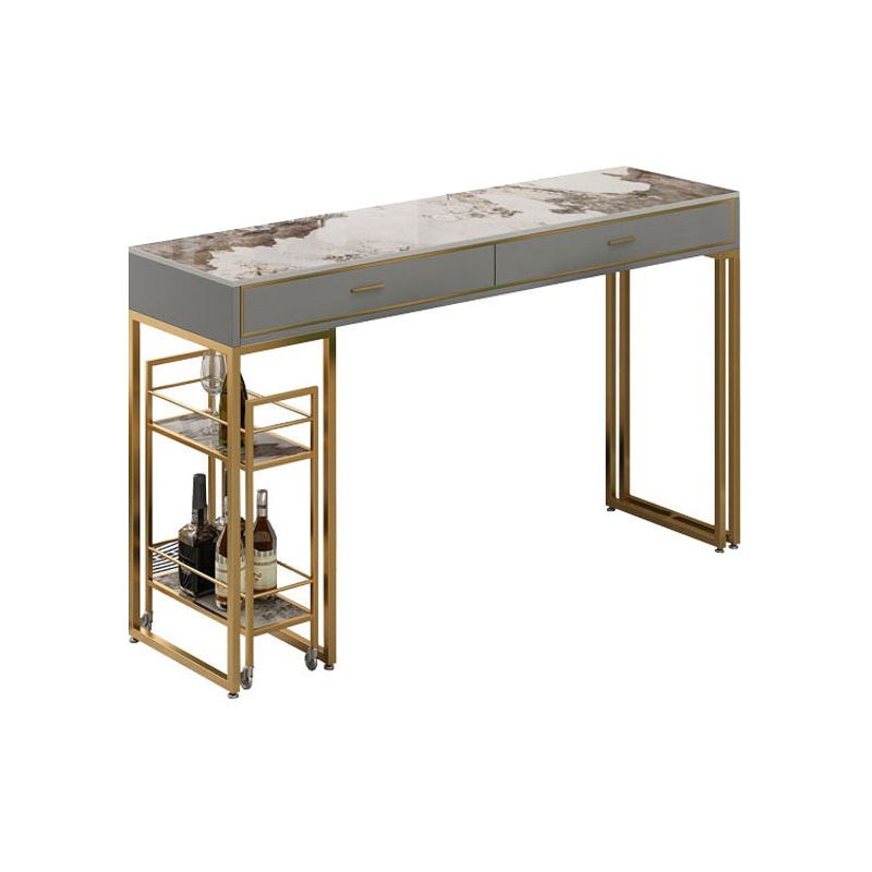 Mesa de barra de metal de oro Glam Gold Mesa de pub rectangular altura de pub de trineo Mesa de comedor de altura