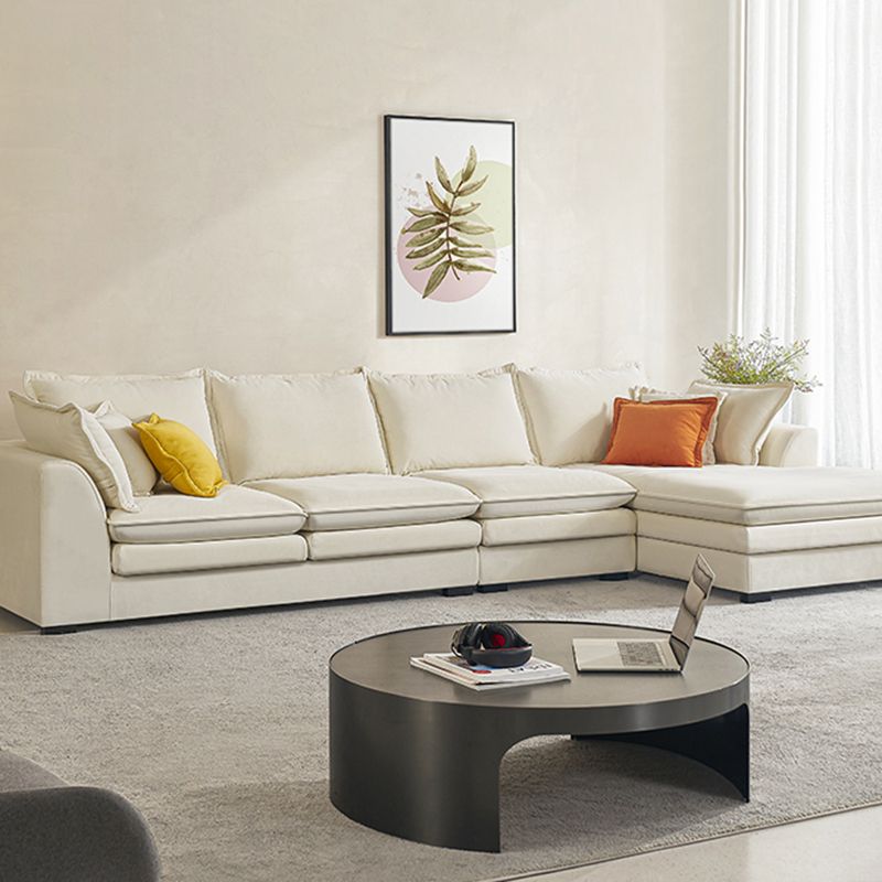 Contemporary Velet Sofa with Pillow Back and Square Arm in Wood