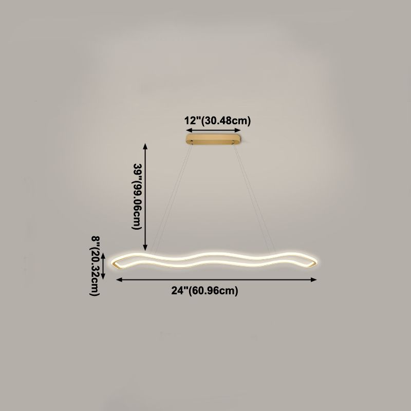Nordic Modern Metal Chandelier Lamp Linear Gold Island Pendant for Dining Room