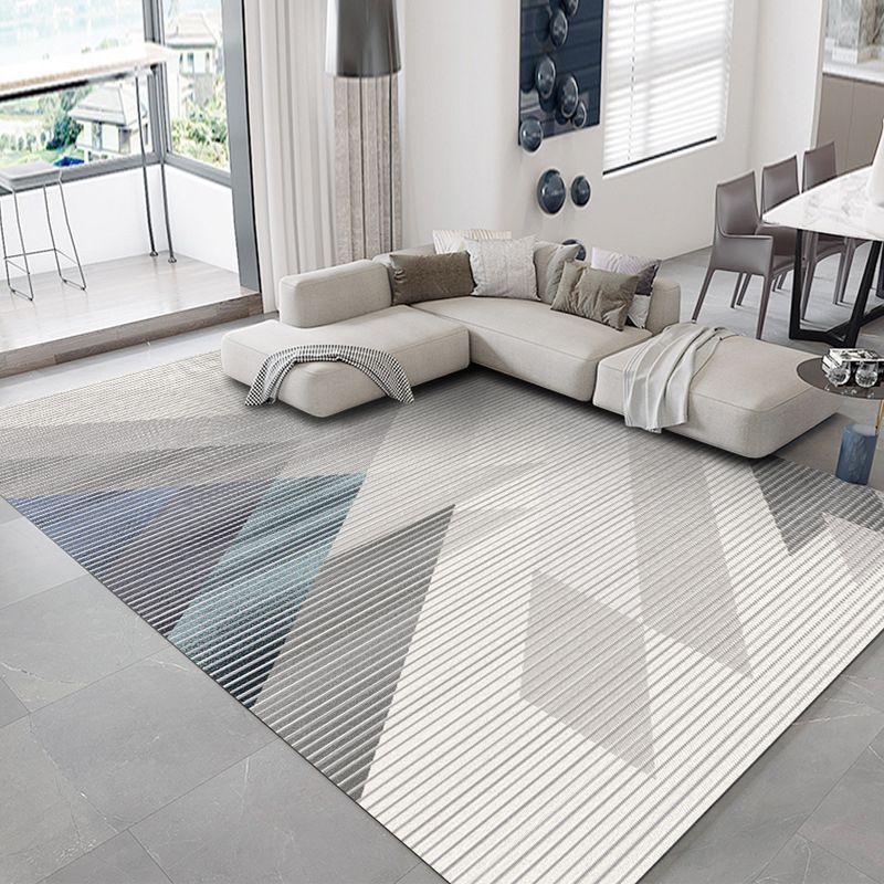 Grey Minimalist Triangle Design Rug Contemporary Stylish Polyester Area Carpet Stain Resistant Carpet for Home Decoration