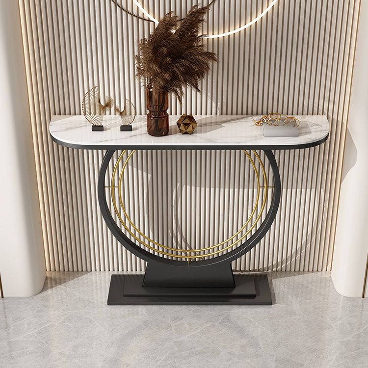11" Wide Stone Console Table Contemporary Half Moon Sofa Table