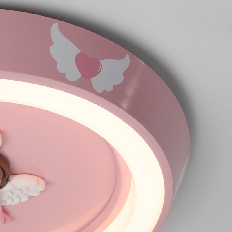 Angel Modern Minimalism Ceiling Light Pink Bedroom Flush-mount Lamp