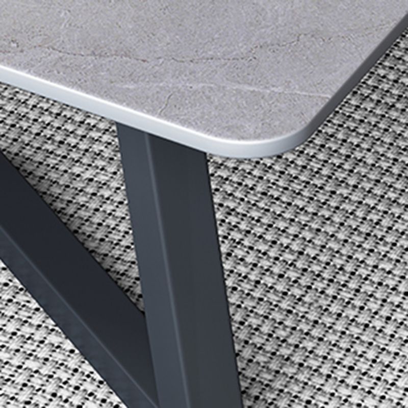 15.7"Tall Steel Sled Base Rectangular Slate Top Coffee Table