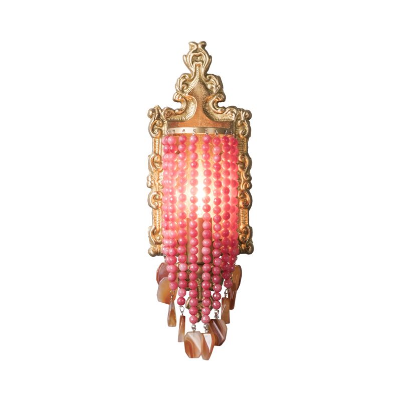 Roze kralen wand gemonteerd licht vintage kristalstrand 1 lichte bedwandsconstructie licht