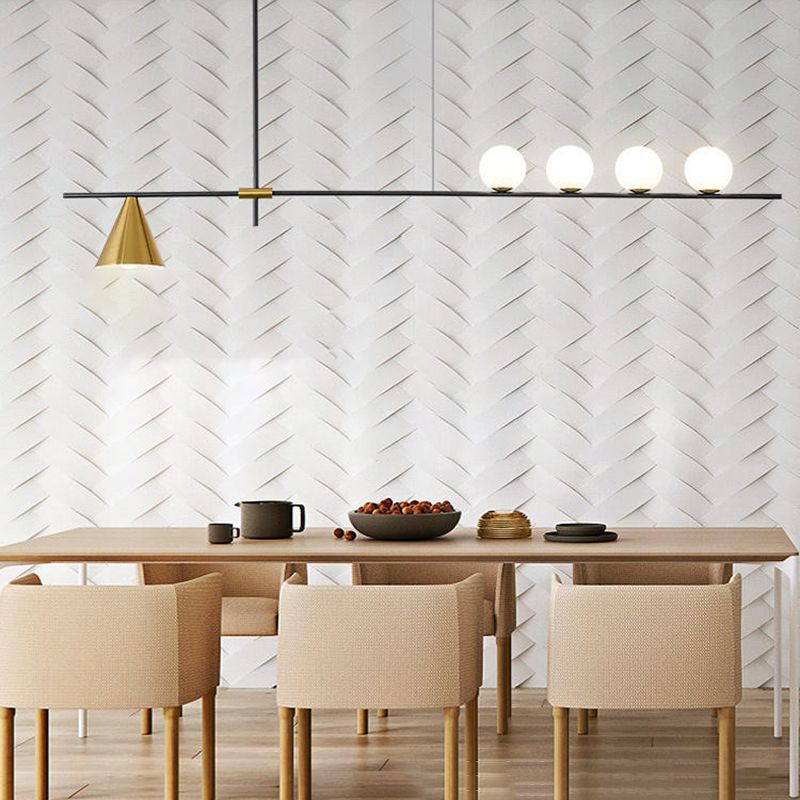 Modern Simple Dining Chandelier Light Dining Room Glass Shade Pendant Light Fixture