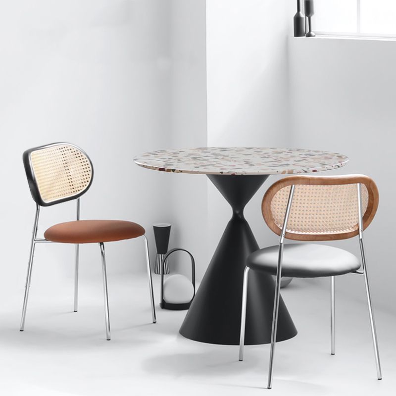 Modern Style PU Leather Chair Cane Back Armless Dining Chair