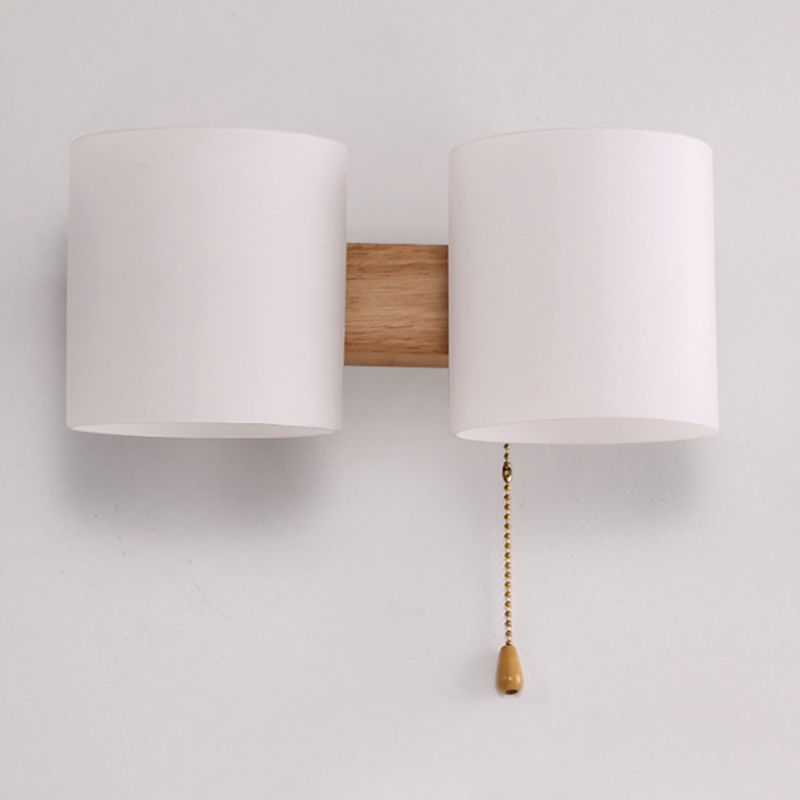 Cylinder Wall Sconce Lighting Modern Glass White Wall Mount Light Fixture for Bedroom