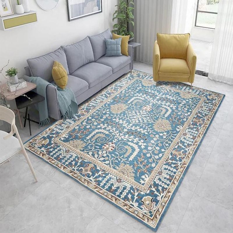 Persian Living Room Rug Multi Colored Geometric Carpet Polyester Pet Friendly Stain Resistant Anti-Slip Backing Rug with Braided Trim