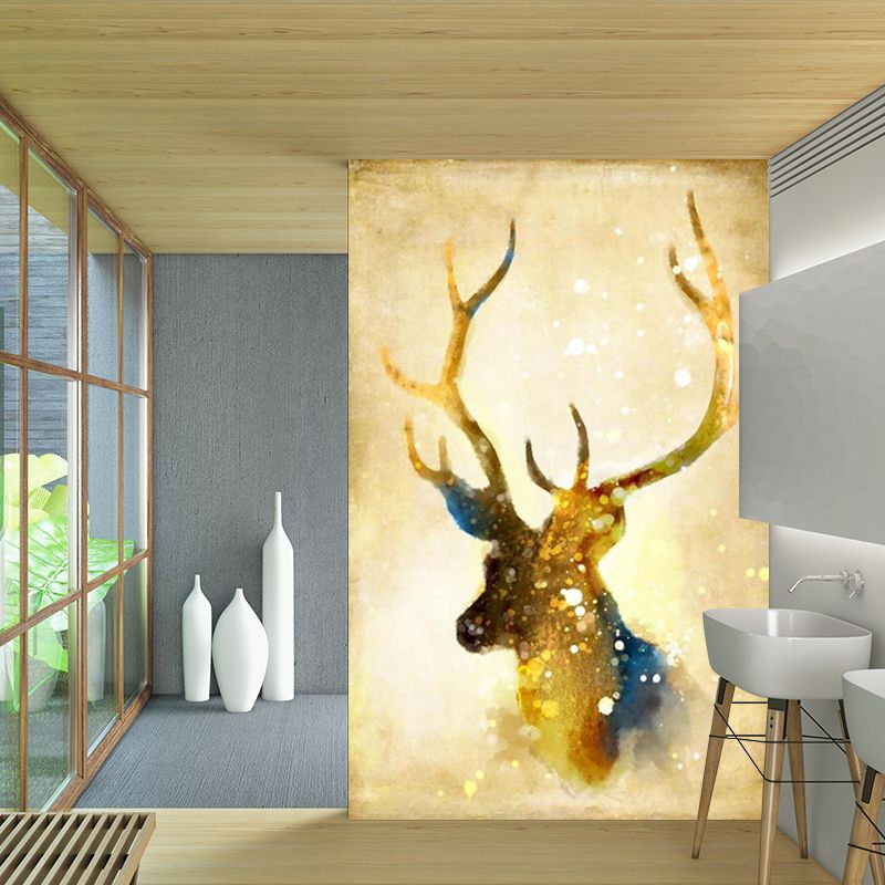 Environmental Elk Wall Paper Murals Modern Non-Woven Fabric Wall Decor, Customize Size Available