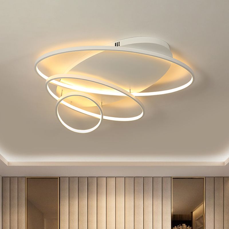 Modern Novelty LED Ceiling Flush Mount Black/White/Gold Intersected Oval Flush Mounted Lamp with Acrylic Shade, Warm/White Light