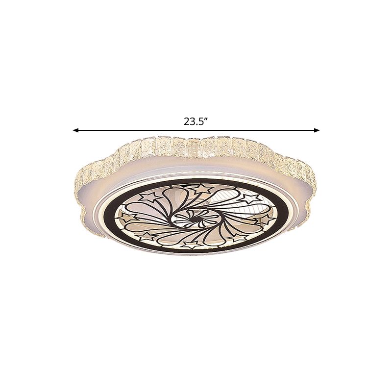 Sonnenblumen/Pflaumenblüten/Sternmuster Hanging Lüfter Licht moderne rechteckige Kristalle 23,5 "W LED White Semi-Flush Mount