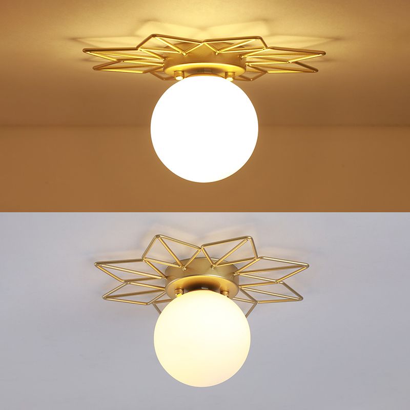 Plafonnier encastré sphérique doré, luminaire de plafond en verre de Style nordique