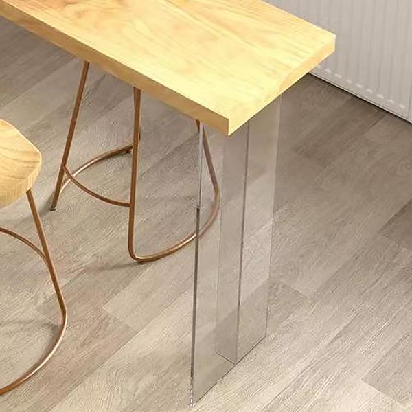 Rectangle Solid Wood Bar Height Table Contemporary Acrylic Double Pedestal Bar Table