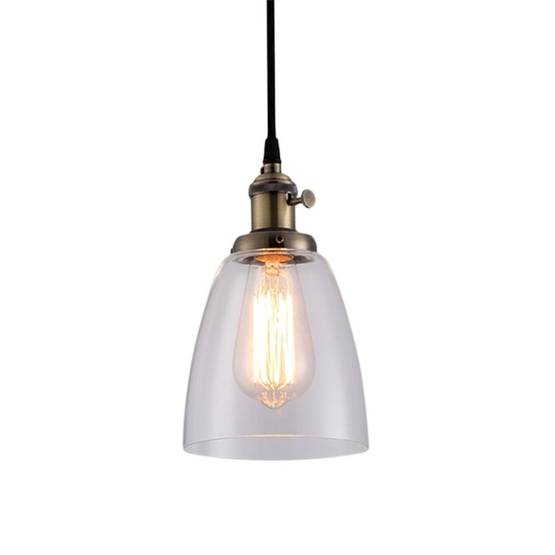 Kit di luce appesa al vetro a campana industriale 1 lampadina lampada a sospensione con bronzo/ottone/rame