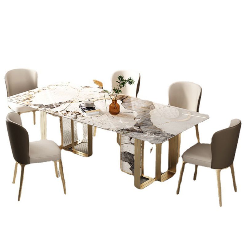 Luxury Sintered Stone Top Dining Set Rectangle 1/3/5/6 Pieces Dining Room Table Set