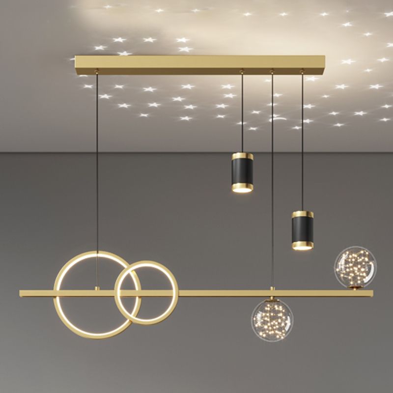 Luces de la isla de la esfera Pendientes contemporáneos de la isla de metal con sombra de vidrio