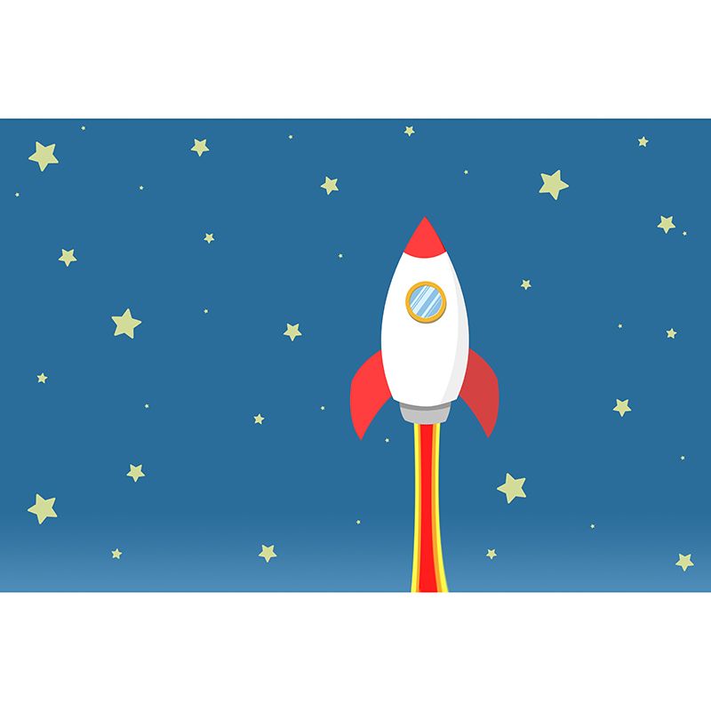 Rocket Outer Space Removable Wall Mural for Children's Bedroom, Moisture Resistant