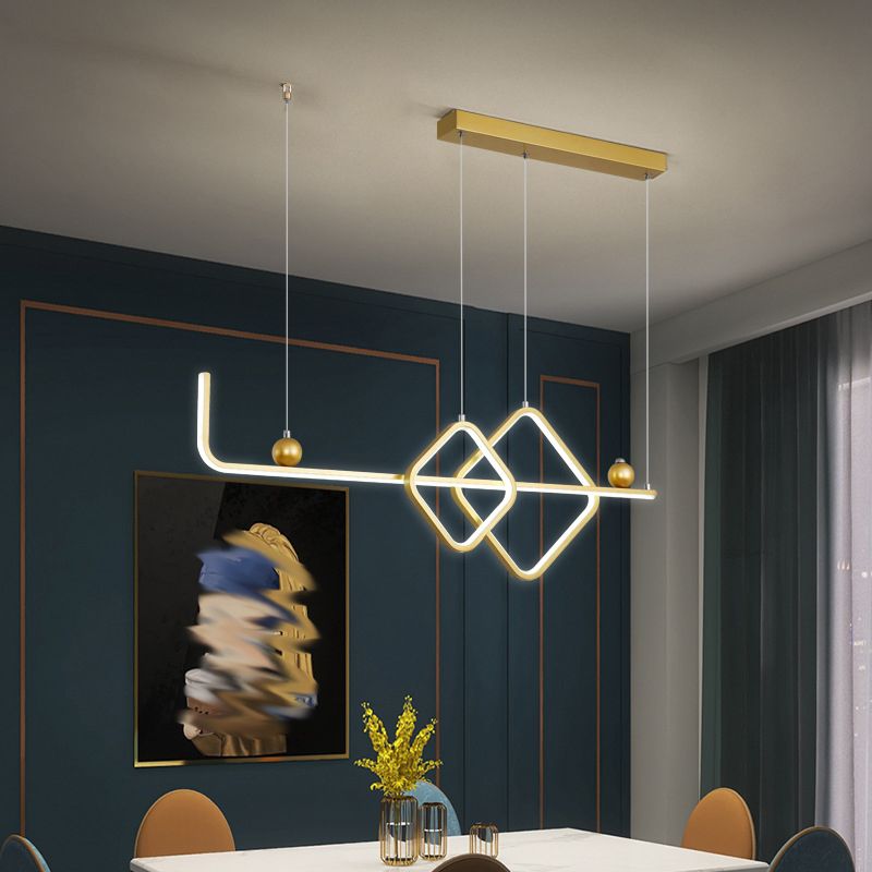Metal Linear Island Pendant Modern Multiple-Light Island Lighting