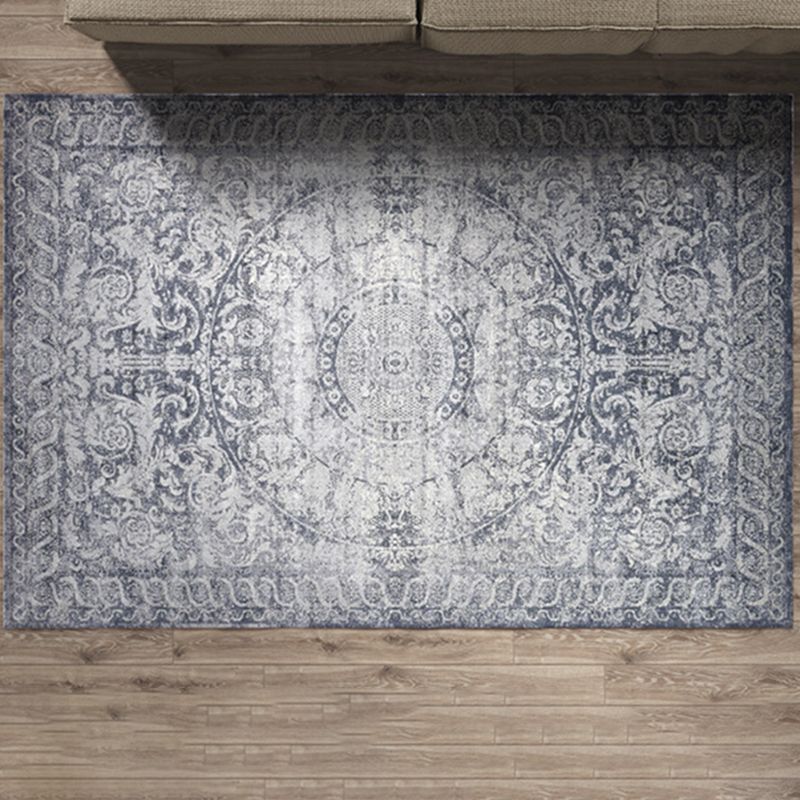 Wine Red Pattern Carpet Polyester Vintage Carpet Stain Resistant Carpet for Living Room