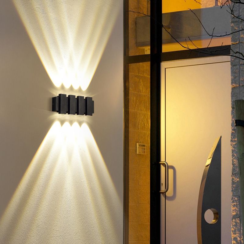 Lámpara de pared LED rectangular negra en moderna luz de pared impermeable de aluminio creativo