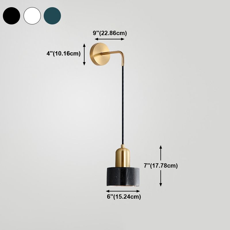 Modern Metal Wall Light Gold 6" Wide Wall Sconce with Marble for Bedroom
