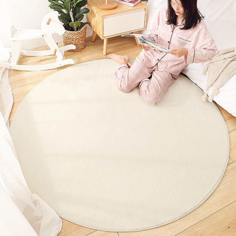 Apricot Solid Color Rug Polyster Modern Rug Non-Slip Backing Rug for Home Decor