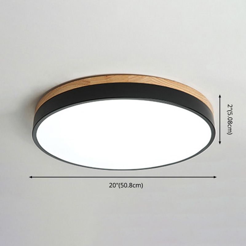 Macaron Modern Flush Mount Ceiling Light Fixtures with Wood Art for Bedroom