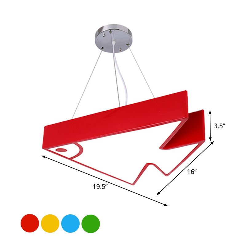 Fish Chandelier Pendant Light Modernist Acrylic Red/Blue/Green LED Hanging Lamp Kit for Bedroom