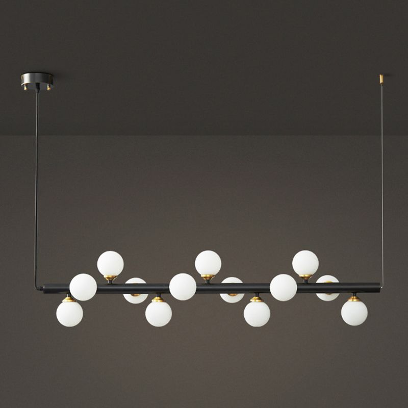 13 Lights Linear Island Pendant Modern Glass Island Light Fixture