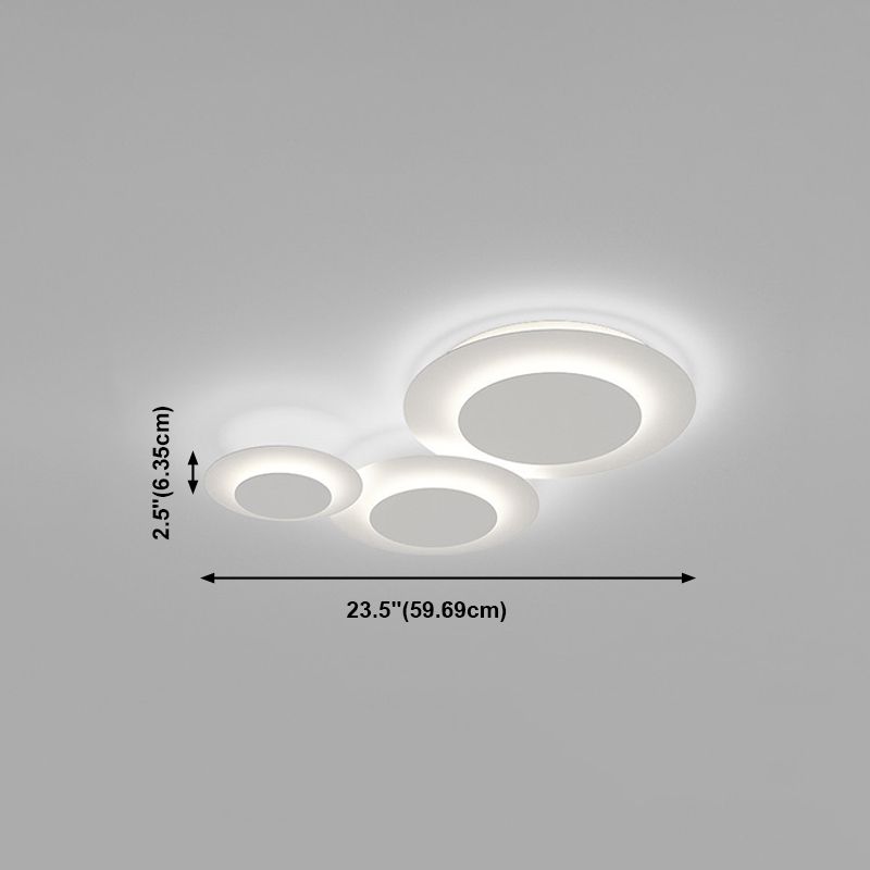 Plafonnier LED de forme circulaire acrylique moderne 3 lumières encastré pour chambre à coucher