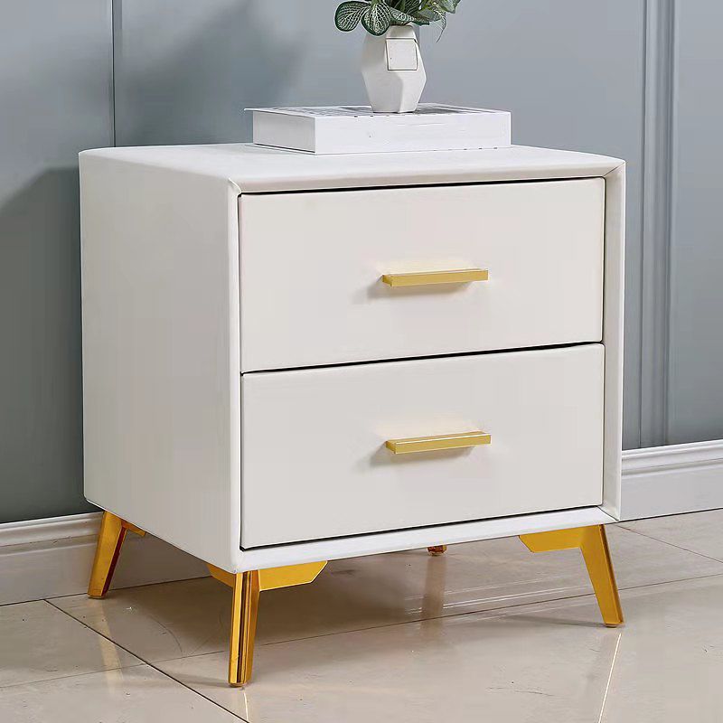 20'' Tall Glam Accent Table Nightstand 2-Drawer Plates Bed Nightstand with Legs