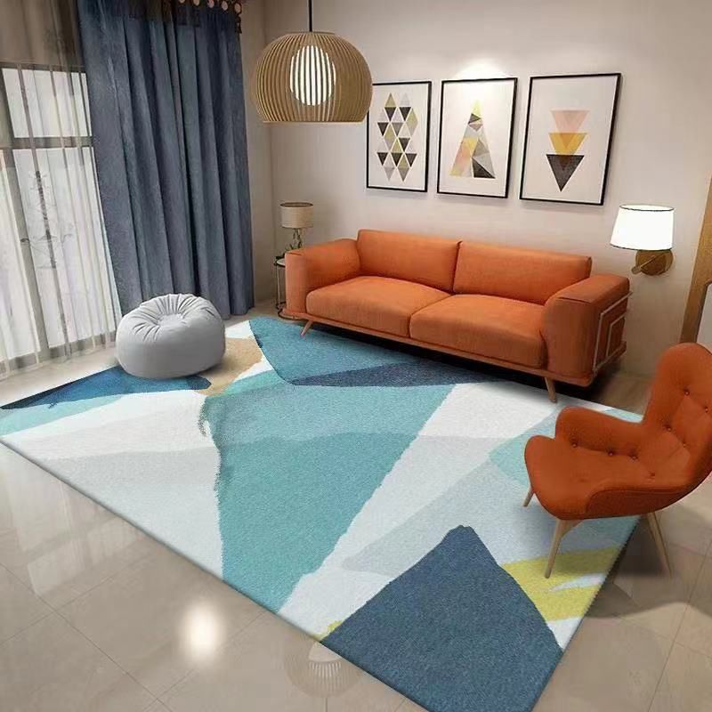 Contemporary Rug Fancy Abstract Pattern Area Carpet Polyester Stain Resistant Carpet for Living Room