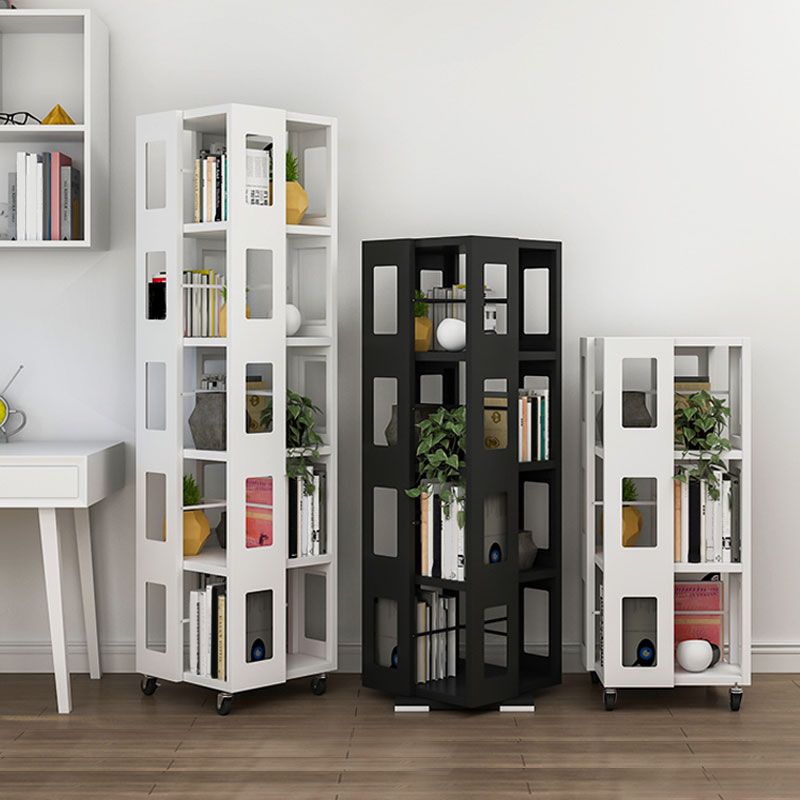 Open Back Bookshelf Modern Metal Geometric Rotatable Bookcase