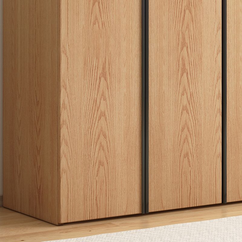 Contemporary Freestanding Natural Wardrobe Oak Solid Wood Wardrobe with Shelves