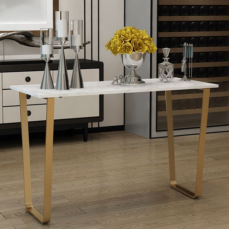 Glam Indoor Bar Dining Table White Marble Rectangle Counter Table