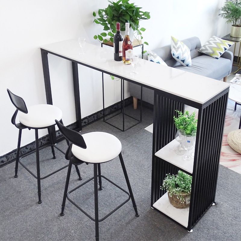 Glam Style Fixed Bar Table 1/2/3 Pieces Faux Marble Rectangle Counter Table