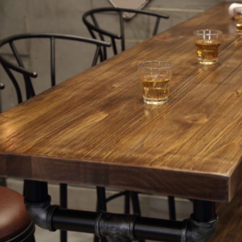 Industrial Bar-height Table Solid Wood Top Bistro Pub Table for Patio Use